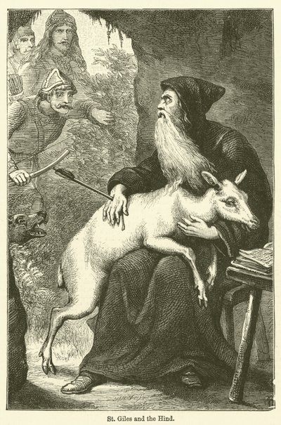 St Giles en de Hind (gravure) door English School