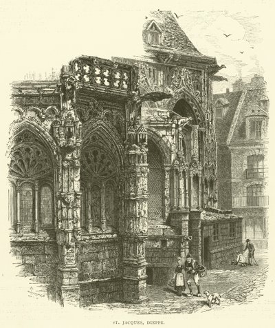 St Jacques, Dieppe (gravure) door English School