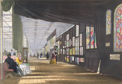 Glas-in-loodgalerij, uit Dickinsons Comprehensive Pictures of the Great Exhibition of 1851, gepubliceerd 1854 door English School