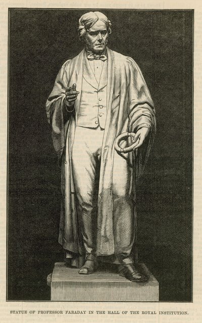 Standbeeld van Professor Faraday in de hal van de Royal Institution door English School