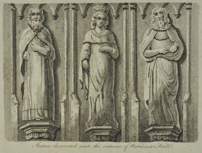 Beelden ontdekt bij de ingang van Westminster Hall, 1807 door English School