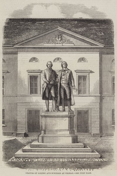 Standbeelden van Goethe en Schiller in Weimar door English School