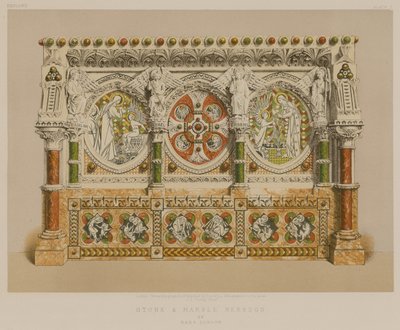 Stenen en marmeren retabel door Earp, Londen (chromolitho) door English School