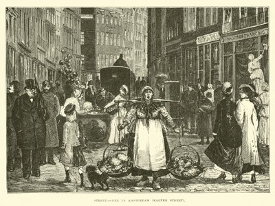 Straatscène in Amsterdam, Kalverstraat door English School