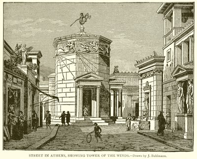 Straat in Athene, met de Toren van de Winden door English School