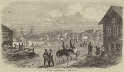 Straat in Helsingfors, aan de Oostzee door English School