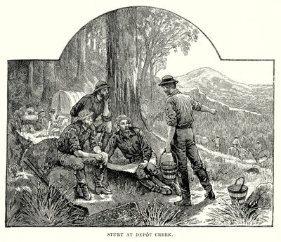 Sturt bij Depot Creek (gravure) door English School
