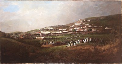 Sunderland, Races op Tunstall Hope, ca. 1835-40 (olieverf op doek) door English School