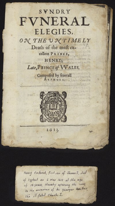Diverse begrafenis elegieën over de vroegtijdige dood van Henry, Prins van Wales door English School