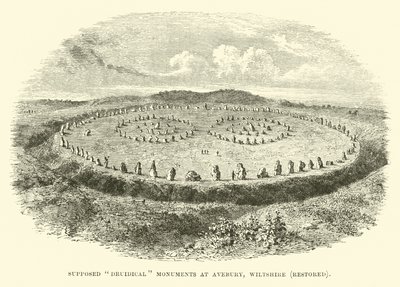 Veronderstelde druïdische monumenten bij Avebury, Wiltshire, gerestaureerd door English School