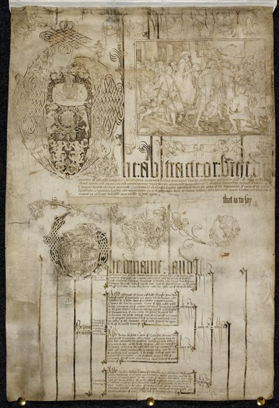 Overzicht van de landerijen van Colchester Abbey, Egerton MS 2164 door English School