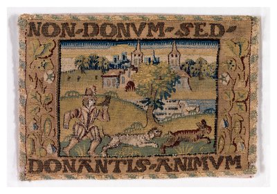 Wandtapijtpaneel dat jachtscène uitbeeldt, mogelijk gemaakt in Sheldon, Engeland, c.1600-25 door English School
