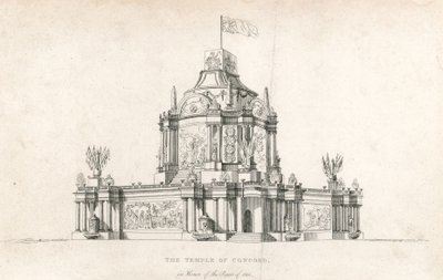 Tempel van Concord voor de Vrede van 1814 door English School