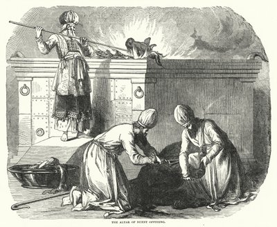 Het brandofferaltaar (gravure) door English School