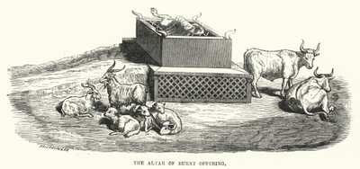 Het Altaar van Brandoffers (gravure) door English School