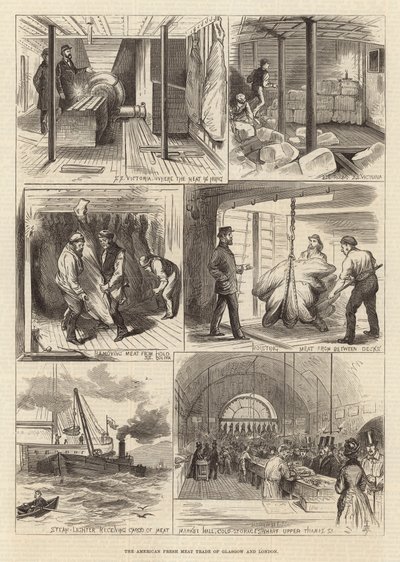 De Amerikaanse verse vleeshandel van Glasgow en Londen door English School