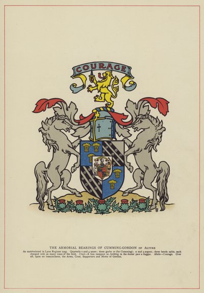 De Wapenschilden van Cumming-Gordon van Altyre door English School