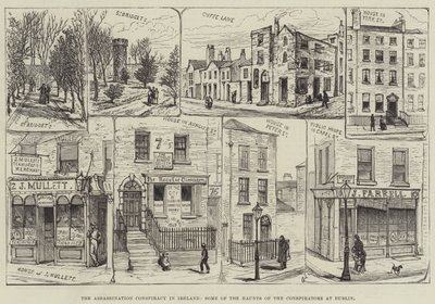 De moordcomplot in Ierland, enkele schuilplaatsen van de samenzweerders in Dublin door English School
