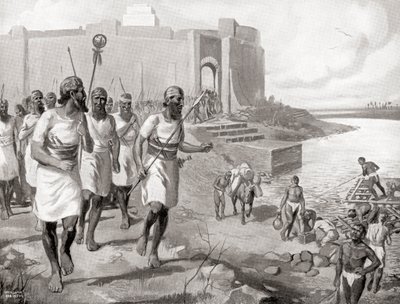 Het Assyrische leger verlaat de stad Assur om zich te verzetten tegen de westerse Semieten, uit Hutchinson