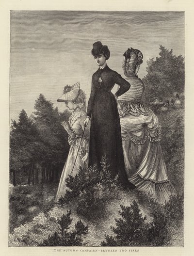 De herfstcampagne, tussen twee vuren (gravure) door English School