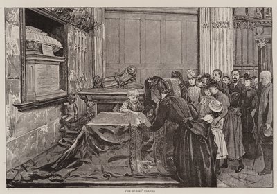 De babyhoek (litho) door English School