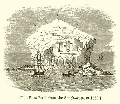 De Bass Rock vanuit het zuidwesten, in 1660 door English School