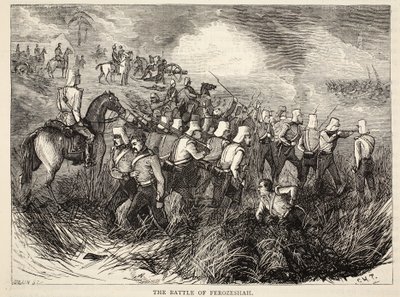 De Slag bij Ferozeshah, illustratie uit Cassells Geïllustreerde Geschiedenis van Engeland door English School