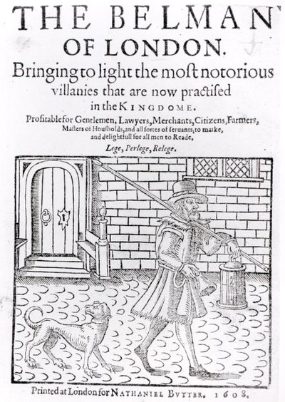 De Bellman van Londen, door Thomas Dekker, titelpagina, gedrukt door Nathaniel Butter, 1608 door English School