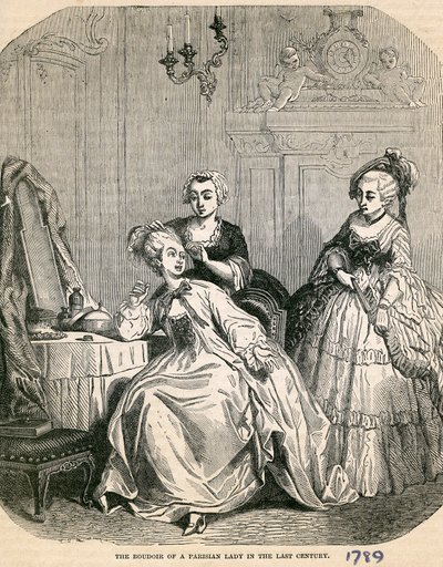 Het Boudoir van een Parijse Dame in de Laatste Eeuw, 1789 door English School