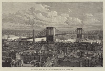 De Brooklyn Bridge over de East River, tussen Long Island en New York door English School