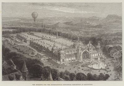 Het gebouw voor de internationale industriële tentoonstelling in Edinburgh door English School