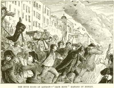 De Bute-rellen in Londen--Jack Boot opgehangen in Effigie door English School