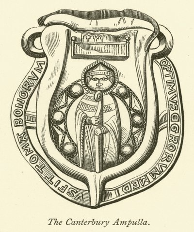 De Canterbury Ampulla (gravure) door English School
