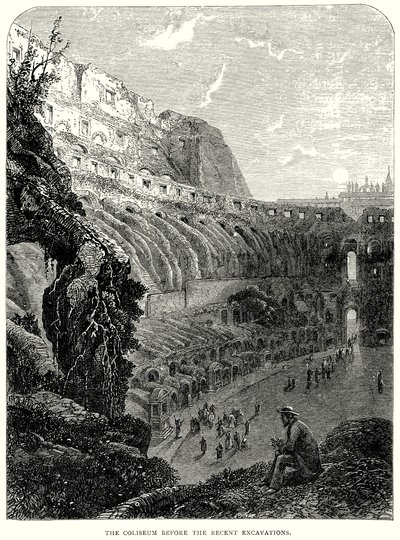 Het Colosseum voor de recente opgravingen (gravure) door English School
