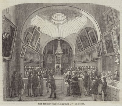 De Gemeenteraadskamer in Guildhall door English School