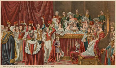 De Kroning van Koningin Victoria in Westminster Abbey, 28 juni 1838 door English School