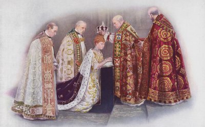 De kroning van de koningin door de aartsbisschop van Canterbury door English School
