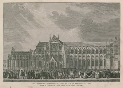 De Kroningsprocessie van Anne Boleyn naar Westminster Abbey door English School