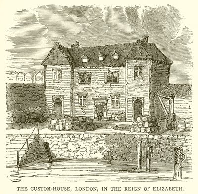 Het Douanekantoor, Londen, tijdens het Regeer van Elizabeth door English School