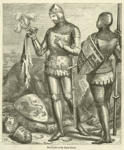 De dood van de zwarte prins (gravure) door English School
