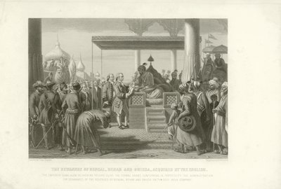 De Dewannee van Bengalen, Bihar en Orissa verworven door de Engelsen, India, 1765 door English School