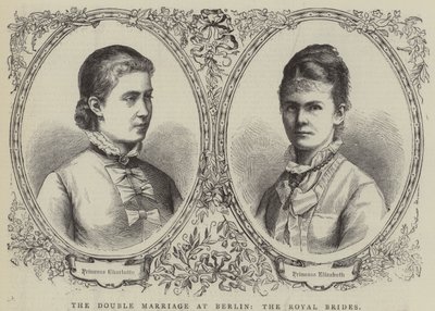 Het dubbele huwelijk in Berlijn, de koninklijke bruiden (gravure) door English School
