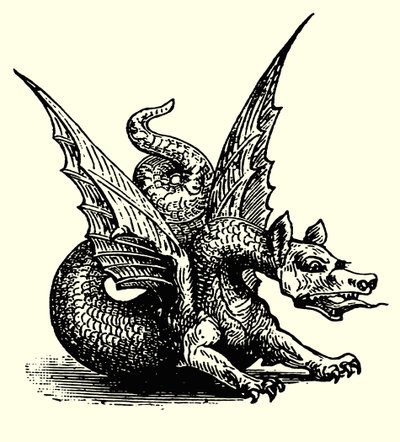 De draak van de fabel (gravure) door English School