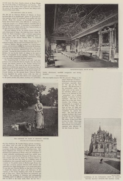 Het huwelijk van de Hertog van Aosta met Prinses Helene van Orleans (gravure) door English School
