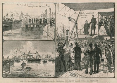De hertog en hertogin van Connaught openen de Royal Victoria en Albert Docks door English School
