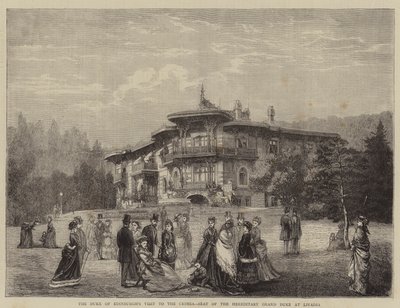 Het Bezoek van de Hertog van Edinburgh aan de Krim, Zetel van de Erfelijke Groothertog in Livadia (gravure) door English School