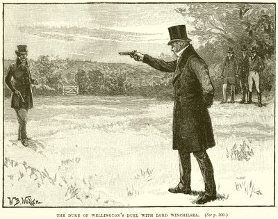 Het duel van de hertog van Wellington met Lord Winchilsea door English School