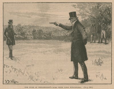 Het duel van de hertog van Wellington met Lord Winchilsea door English School