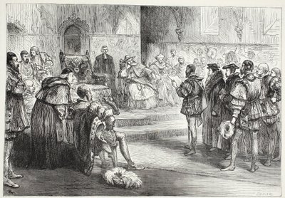 De keurvorst van Saksen leest het protest voor op de Rijksdag van Spiers, illustratie uit De Geschiedenis van het Protestantisme door James Aitken Wylie, 1878 door English School