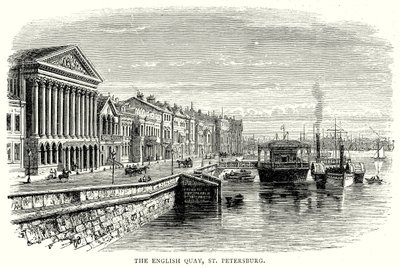 De Engelse kade, Sint-Petersburg (gravure) door English School